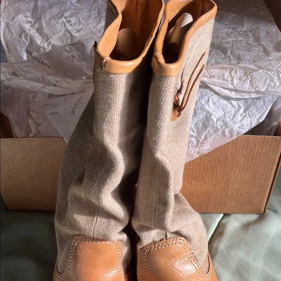 Matisse Coachella Tan Leather and Canvas Boots - Picture 3 of 16
